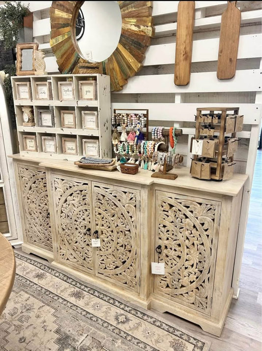 Mango Wood Laser Cut Console/Sideboard (BRAND NEW)